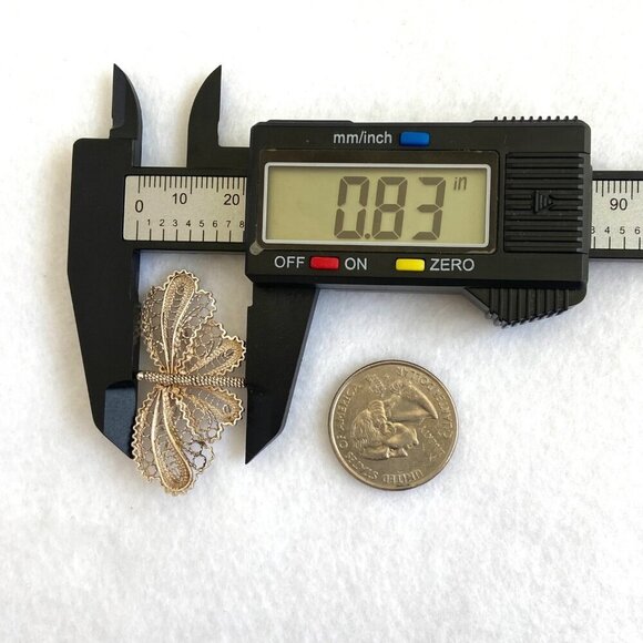 VTG Sterling Silver 950 Dainty Spun Silver Butterfly Brooch Pin - Picture 11 of 13